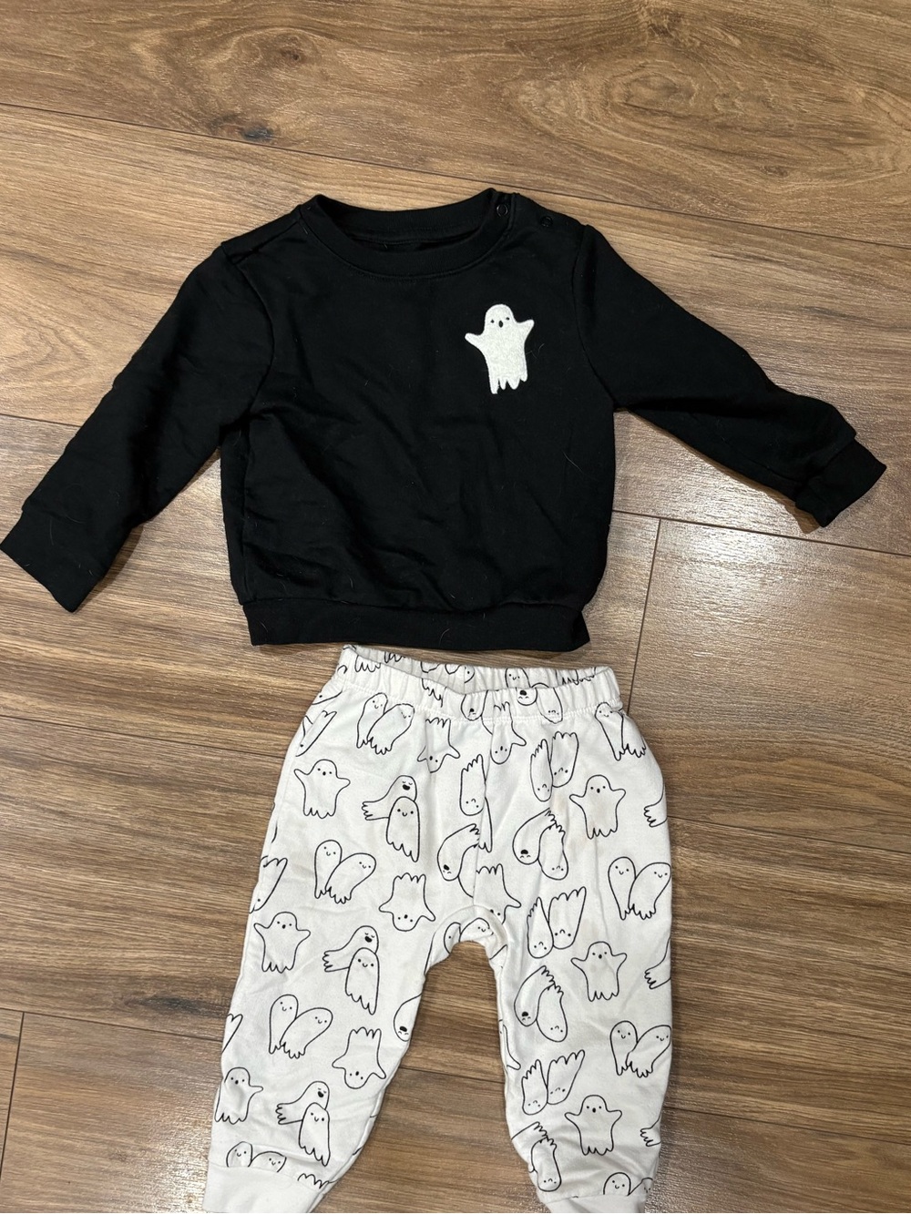 Cat & Jack Black Sweatshirt and White Ghost Joggers Set
